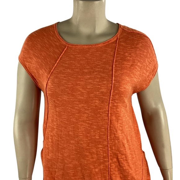 Eileen Fisher Organic Linen Cotton Slub Knit Top Orange Size L - Picture 2 of 7